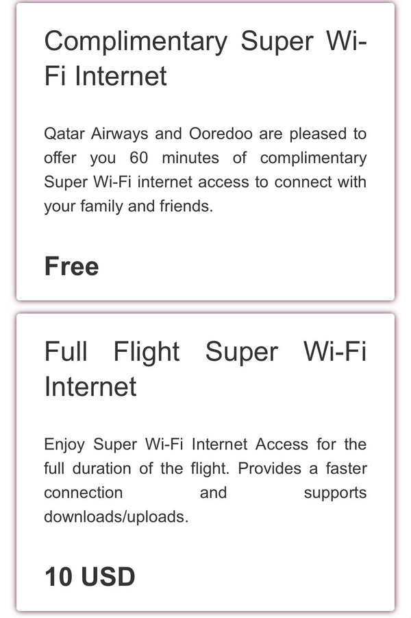 Интернет на борту Qatar Airways
