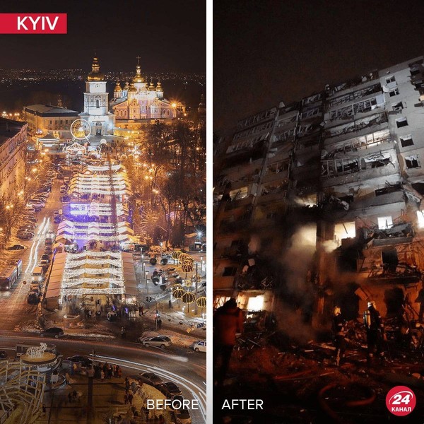 Киев до и после вторжения россии