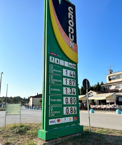 Цены на бензин, дизель и газ в Хорватии